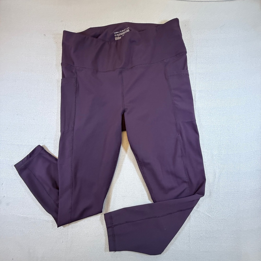 Yogalicious Lux Womens 1X Purple High Waisted Pockets Leggings RN144527 2188
